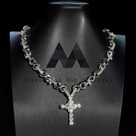 Iced Out Moissanite Infinity Chain & Cross Pendant - 925 Silver Hip Hop Jewelry
