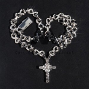 Iced Out Moissanite Infinity Chain & Cross Pendant - 925 Silver Hip Hop Jewelry - Image 3