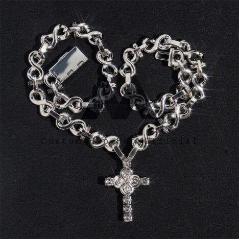 Iced Out Moissanite Infinity Chain & Cross Pendant - 925 Silver Hip Hop Jewelry - Image 3