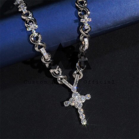 Iced Out Moissanite Infinity Chain & Cross Pendant - 925 Silver Hip Hop Jewelry - Image 4
