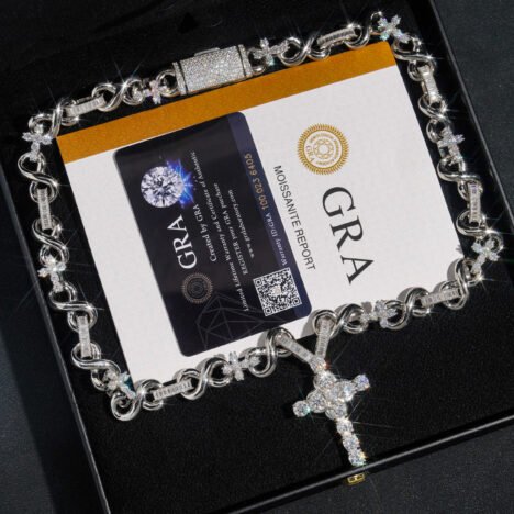 Iced Out Moissanite Infinity Chain & Cross Pendant - 925 Silver Hip Hop Jewelry - Image 5