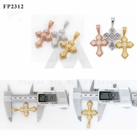 Moissanite Diamond Cross Pendant 925 Sterling Silver Hip Hop Jewelry