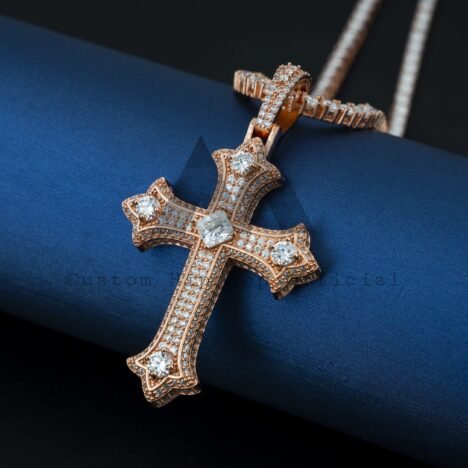 Iced Out VVS Moissanite Cross Pendant in 925 Sterling Silver for Hip Hop - Image 5