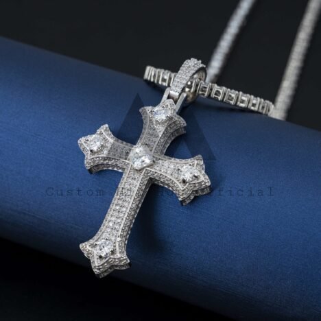 Iced Out VVS Moissanite Cross Pendant in 925 Sterling Silver for Hip Hop - Image 6