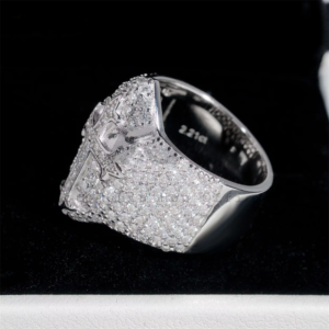 Men's Iced Out Moissanite Ring 925 Silver White Gold - Hip Hop Jewelry - Image 4