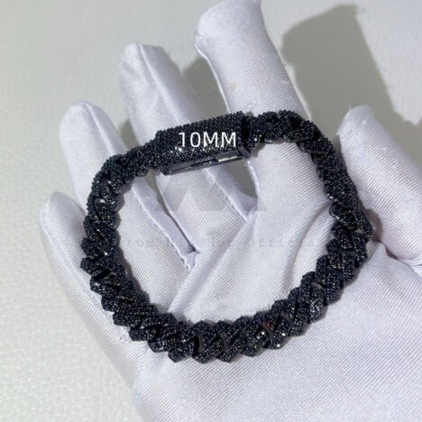 Black Moissanite Cuban Bracelet 8-15MM Iced Out Sterling Silver Hip Hop Jewelry - Image 2
