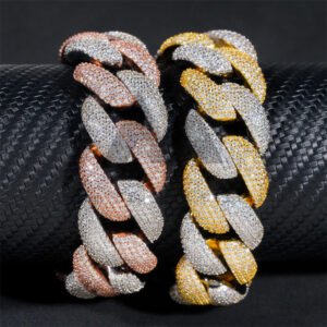 23MM Two-Tone Moissanite Cuban Link Bracelet - VVS Hip Hop Jewelry - Image 2