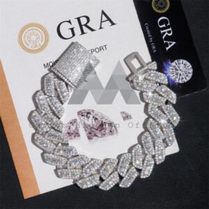 Men's 18MM Thick Silver Moissanite Cuban Bracelet - Hip Hop Style - Image 2