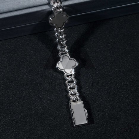 Men's 10MM Clover Cuban Bracelet 925 Silver Moissanite Iced Out Hip Hop Jewelry - Image 3
