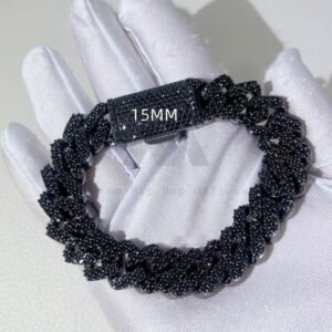 Black Moissanite Cuban Bracelet 8-15MM Iced Out Sterling Silver Hip Hop Jewelry - Image 3