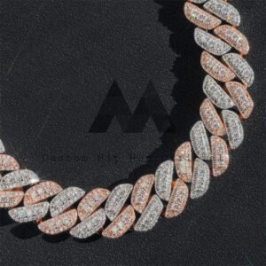 18MM Rose Gold Cuban Bracelet VVS Moissanite Diamonds Unisex - Image 3