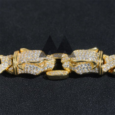 Gold-Plated 925 Silver Cuban Bracelet with Leopard Clasp - Unisex Jewelry - Image 3