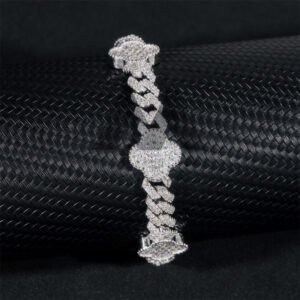 Men's 10MM Clover Cuban Bracelet 925 Silver Moissanite Iced Out Hip Hop Jewelry - Image 4