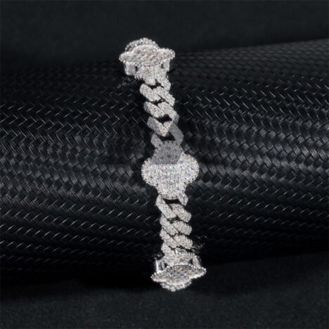 Men's 10MM Clover Cuban Bracelet 925 Silver Moissanite Iced Out Hip Hop Jewelry - Image 4