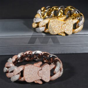 23MM Two-Tone Moissanite Cuban Link Bracelet - VVS Hip Hop Jewelry - Image 4