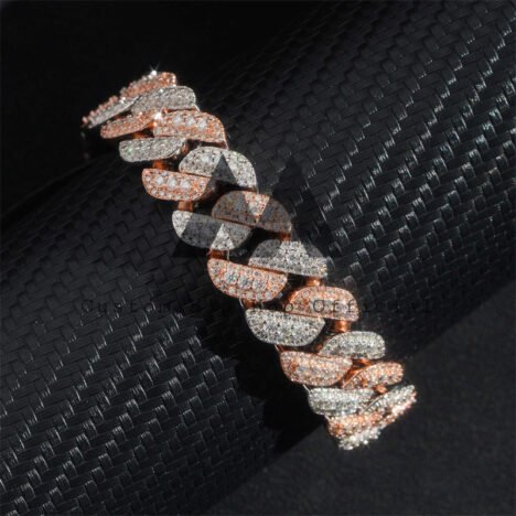 18MM Rose Gold Cuban Bracelet VVS Moissanite Diamonds Unisex - Image 5