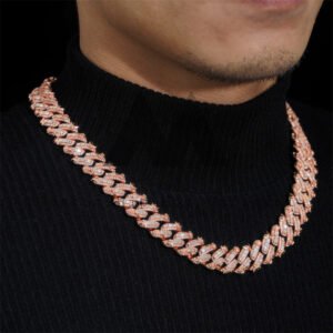 18MM Rose Gold Plated Moissanite Iced Out Cuban Chain - Image 2