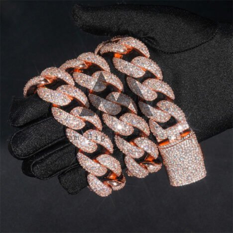 23MM Rose Gold Plated Sterling Silver Moissanite Cuban Chain | Hip Hop Jewelry - Image 2