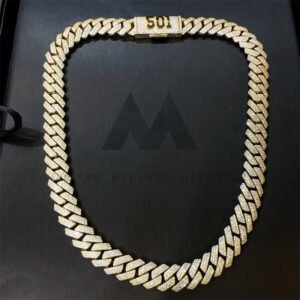 Hip Hop Iced Out 925 Silver Gold Plated 15MM 3 ROWS Cuban Chain With Moissanite Diamond Custom Lock - Image 2