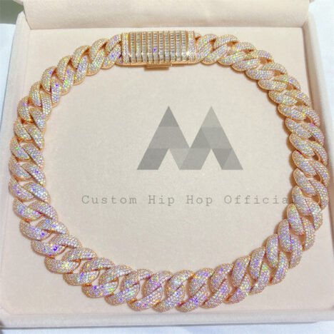 Rose Gold Plating Over Silver 925 Baugette Clasp 18MM Cuban Link Chain - Image 3