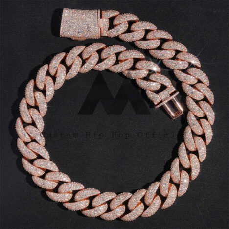 23MM Rose Gold Plated Sterling Silver Moissanite Cuban Chain | Hip Hop Jewelry - Image 3