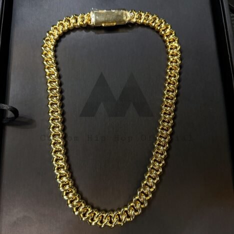 Hip Hop Iced Out 925 Silver Gold Plated 15MM 3 ROWS Cuban Chain With Moissanite Diamond Custom Lock - Image 4