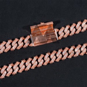 18MM Rose Gold Plated Moissanite Iced Out Cuban Chain - Image 4