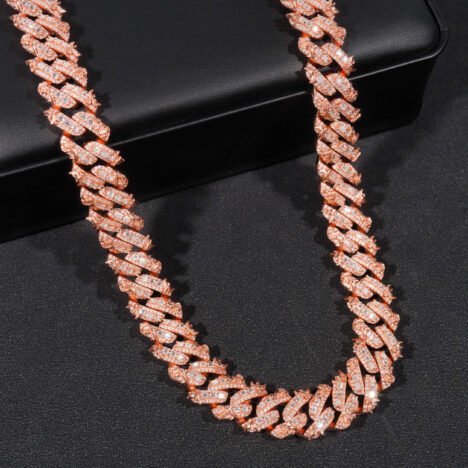 18MM Rose Gold Plated Moissanite Iced Out Cuban Chain - Image 5