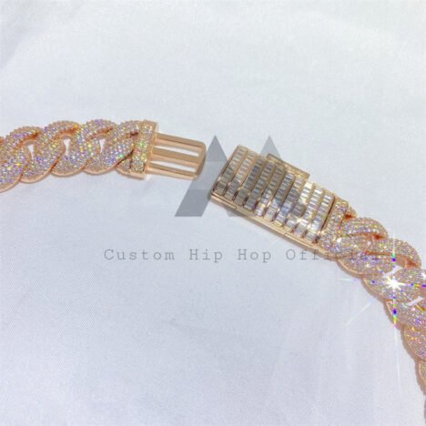 Rose Gold Plating Over Silver 925 Baugette Clasp 18MM Cuban Link Chain - Image 6