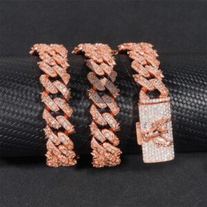 18MM Rose Gold Plated Moissanite Iced Out Cuban Chain - Image 6