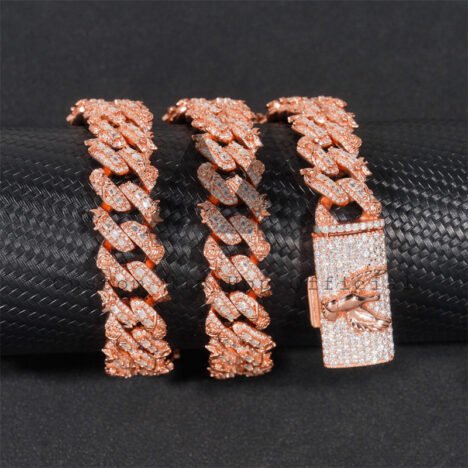 18MM Rose Gold Plated Moissanite Iced Out Cuban Chain - Image 6