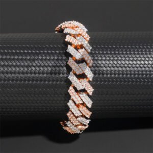 15MM Rose Gold & Silver Tone 925 Moissanite Cuban Bracelet - Hip Hop Jewelry - Image 4