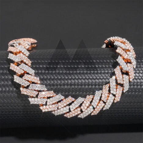 15MM Rose Gold & Silver Tone 925 Moissanite Cuban Bracelet - Hip Hop Jewelry - Image 5