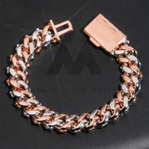 15MM Rose Gold & Silver Tone 925 Moissanite Cuban Bracelet - Hip Hop Jewelry - Image 6