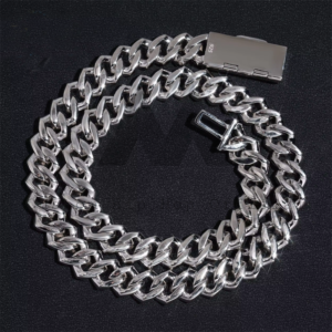 Iced Out 13MM 3-Row VVS Moissanite Cuban Necklace in 925 Sterling Silver - Image 2