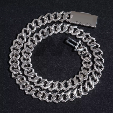Iced Out 13MM 3-Row VVS Moissanite Cuban Necklace in 925 Sterling Silver - Image 2