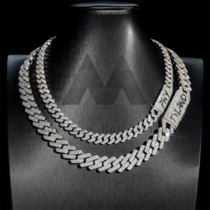 Personalized 925 Silver Moissanite Cuban Link Chain with Name Lock
