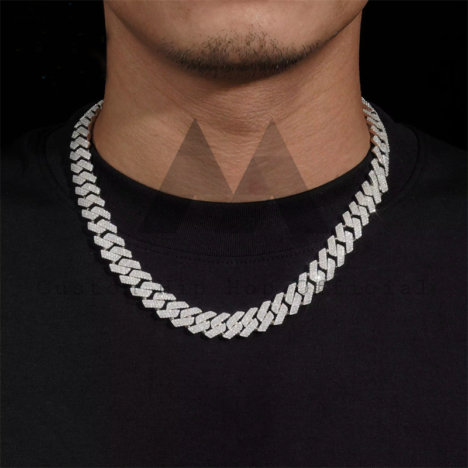 Iced Out 13MM 3-Row VVS Moissanite Cuban Necklace in 925 Sterling Silver - Image 4