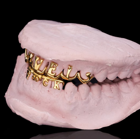 LOVE and FXXK Gold Plated Over 925 Silver Plain Design Custom Grillz For Men - Image 3