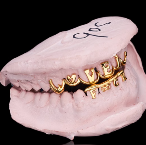 LOVE and FXXK Gold Plated Over 925 Silver Plain Design Custom Grillz For Men - Image 2