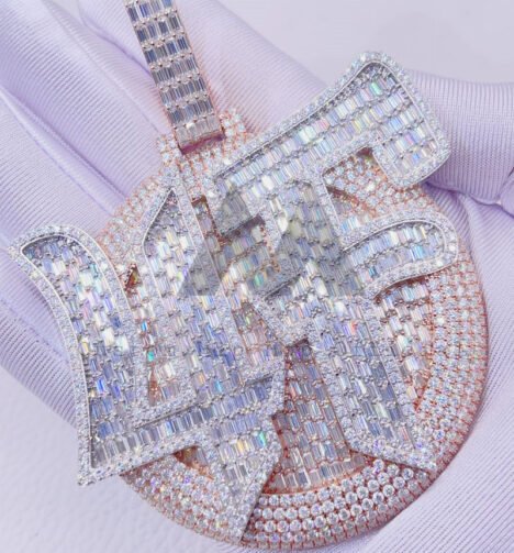 Iced Out 925 Sterling Silver 4F Letter Pendant - 3" Hip Hop Jewelry"