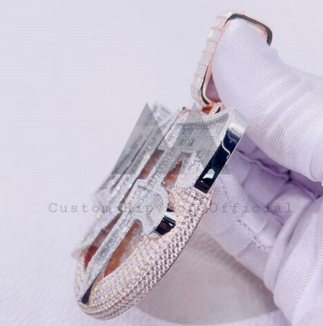 Iced Out 925 Sterling Silver 4F Letter Pendant - 3" Hip Hop Jewelry" - Image 3