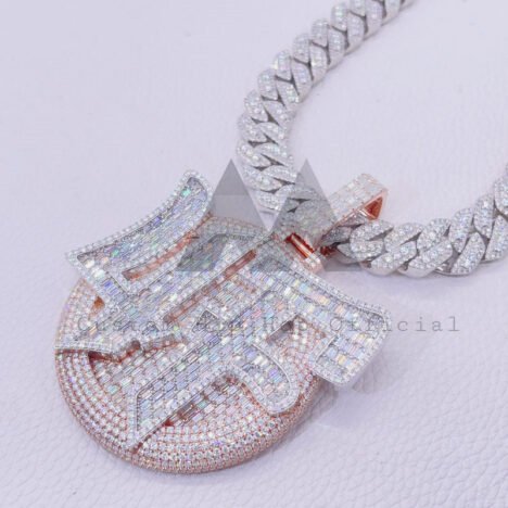Iced Out 925 Sterling Silver 4F Letter Pendant - 3" Hip Hop Jewelry" - Image 4