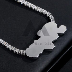 Iced Out Moissanite Silver 925 2.5" Width Name Pendant With Tennis Chain 4MM 20" - Image 4