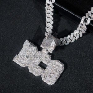 Iced Out Moissanite Diamond 2" Width Skull Bail Custom Name Pendant Fit For 10MM Cuban Chain - Image 3