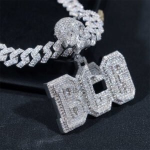 Iced Out Moissanite Diamond 2" Width Skull Bail Custom Name Pendant Fit For 10MM Cuban Chain - Image 5