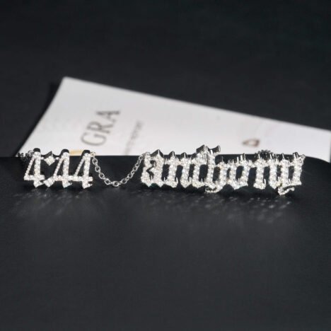 925 Sterling Silver Custom Name & Number Chain, Men's Moissanite Diamond Hip Hop Jewelry - Image 2