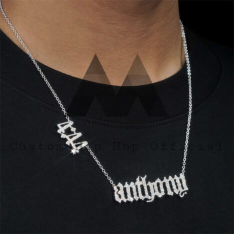 925 Sterling Silver Custom Name & Number Chain, Men's Moissanite Diamond Hip Hop Jewelry - Image 3