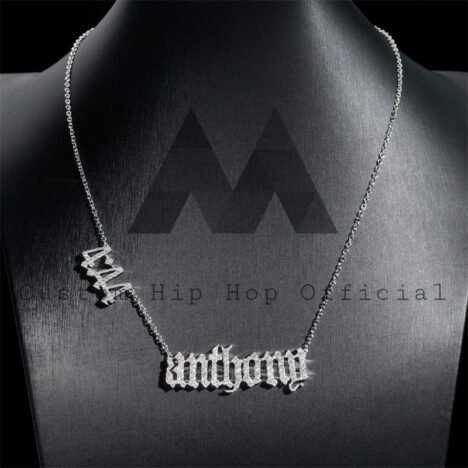 925 Sterling Silver Custom Name & Number Chain, Men's Moissanite Diamond Hip Hop Jewelry