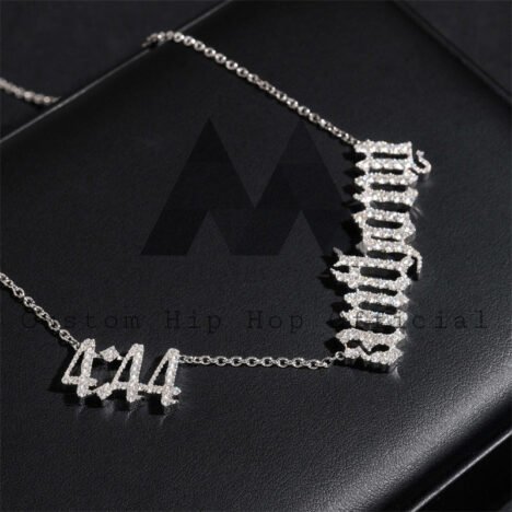 925 Sterling Silver Custom Name & Number Chain, Men's Moissanite Diamond Hip Hop Jewelry - Image 5